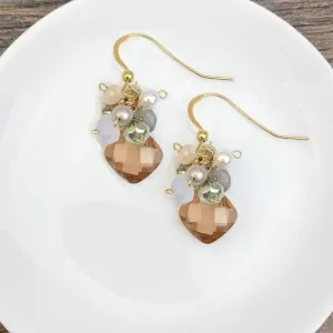 Abby Elegant Paris Neutrals Cluster Earrings