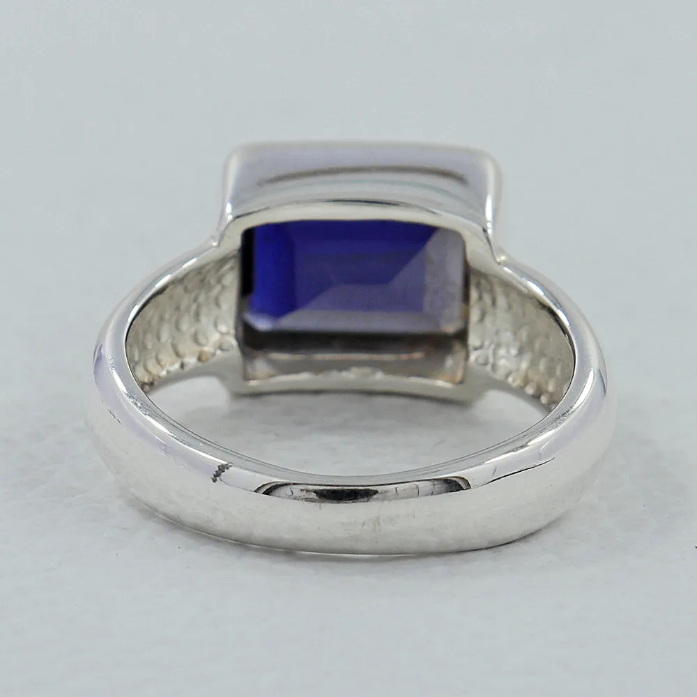 Amethyst Cut Gemstone Designer Silver Ring