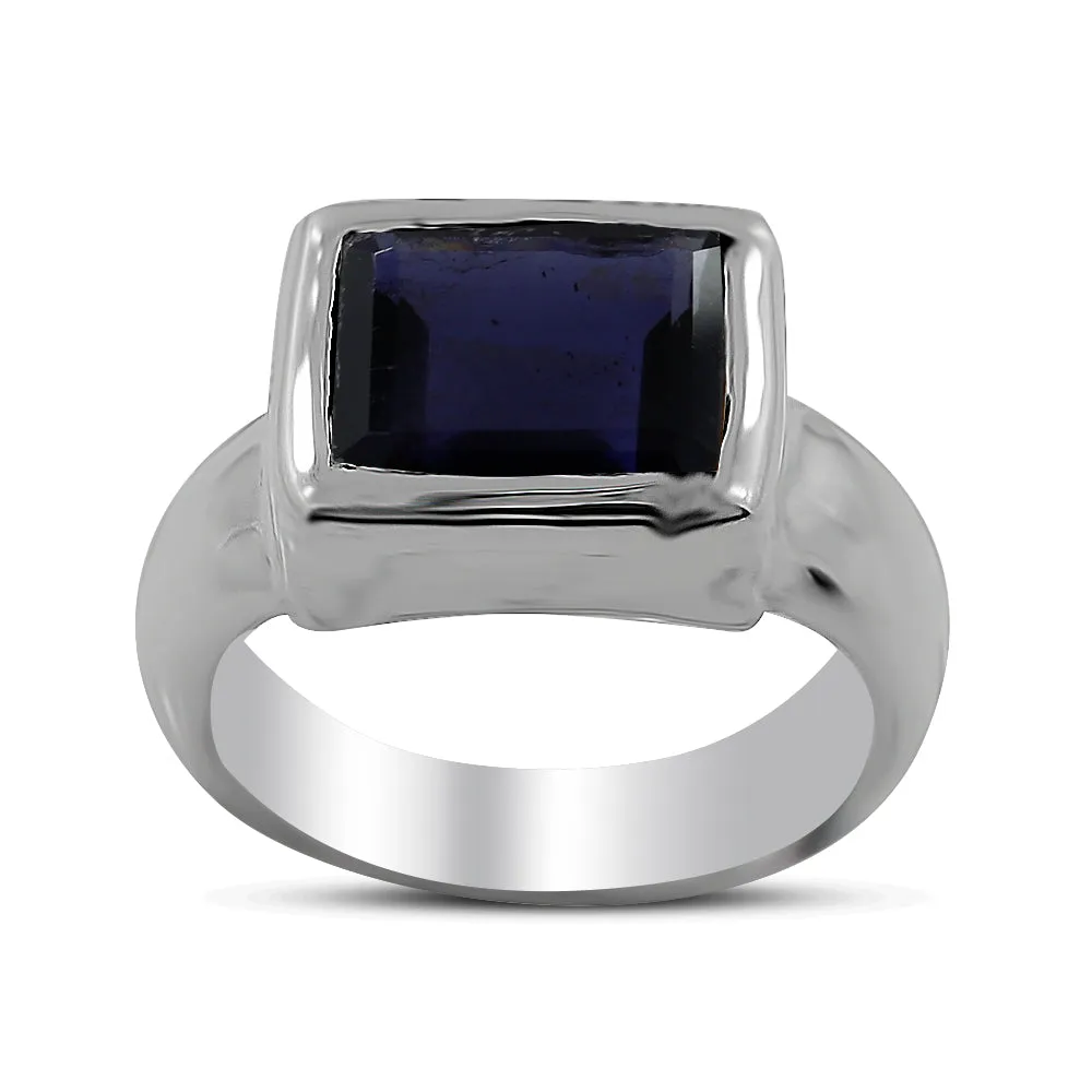 Amethyst Cut Gemstone Designer Silver Ring