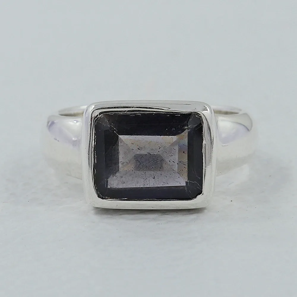 Amethyst Cut Gemstone Designer Silver Ring