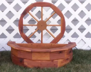 Amish Made Cedar Wagon Wheel Planter