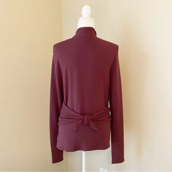 Athleta Poise Dance Wrap Tie Burgundy Sweater - Medium