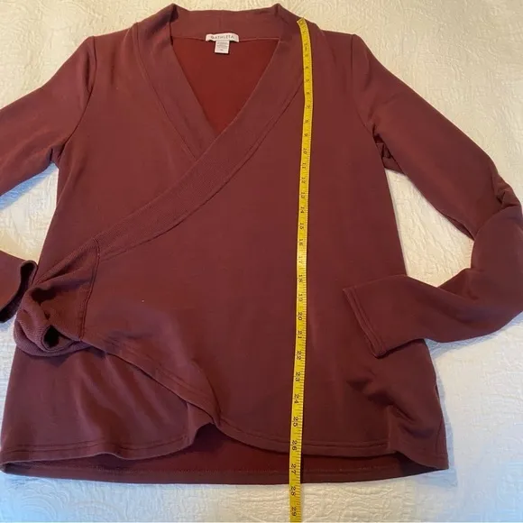 Athleta Poise Dance Wrap Tie Burgundy Sweater - Medium
