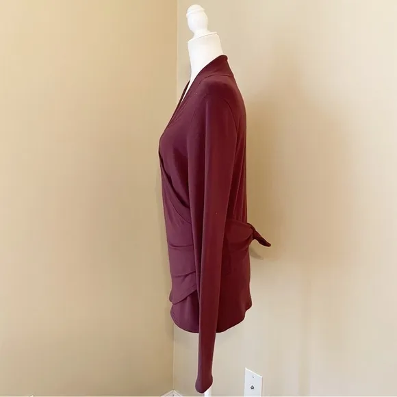 Athleta Poise Dance Wrap Tie Burgundy Sweater - Medium