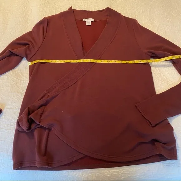 Athleta Poise Dance Wrap Tie Burgundy Sweater - Medium