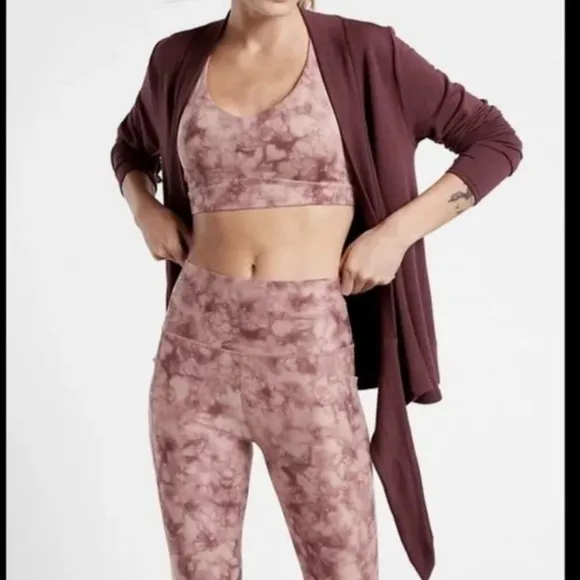 Athleta Poise Dance Wrap Tie Burgundy Sweater - Medium