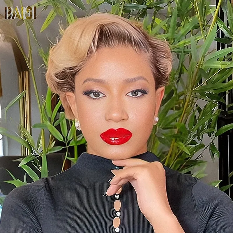Baisi Elegant Honey Blonde With Brown Lace Wig