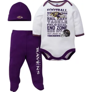 Baltimore Ravens Baby 3-Piece Bodysuit, Pant and Cap Set