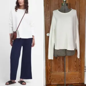 Barbour Marine Link Knit Jumper Cloud Sweater in White  - Woman’s Size 8