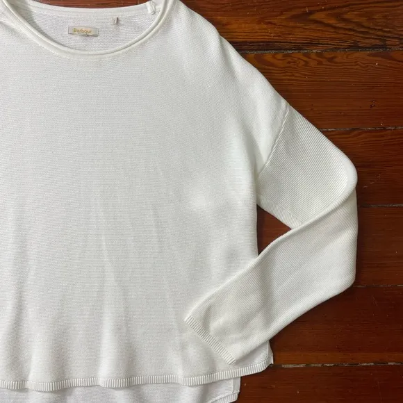 Barbour Marine Link Knit Jumper Cloud Sweater in White  - Woman’s Size 8