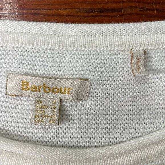 Barbour Marine Link Knit Jumper Cloud Sweater in White  - Woman’s Size 8