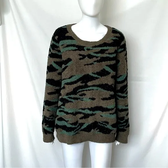 Barefoot Dreams Cozy Chic Seaside Crew-Neck Pullover Camo XL