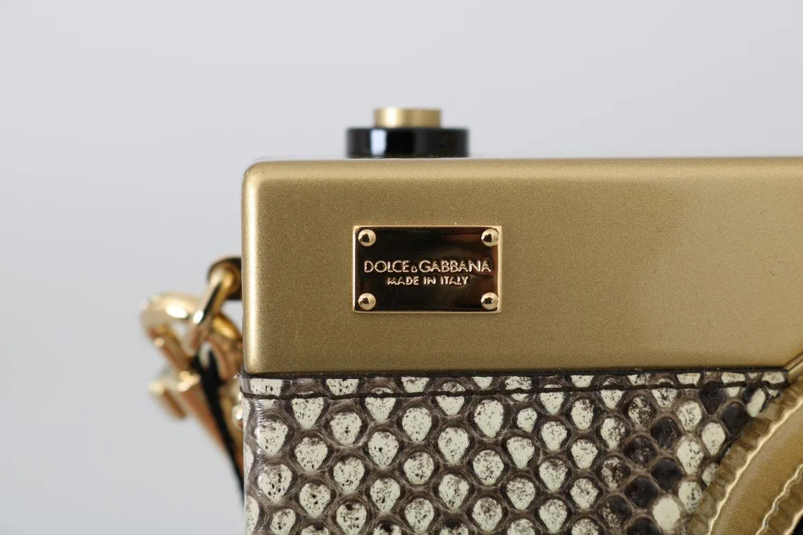 Beige Snakeskin Snakeskin Camera Bag