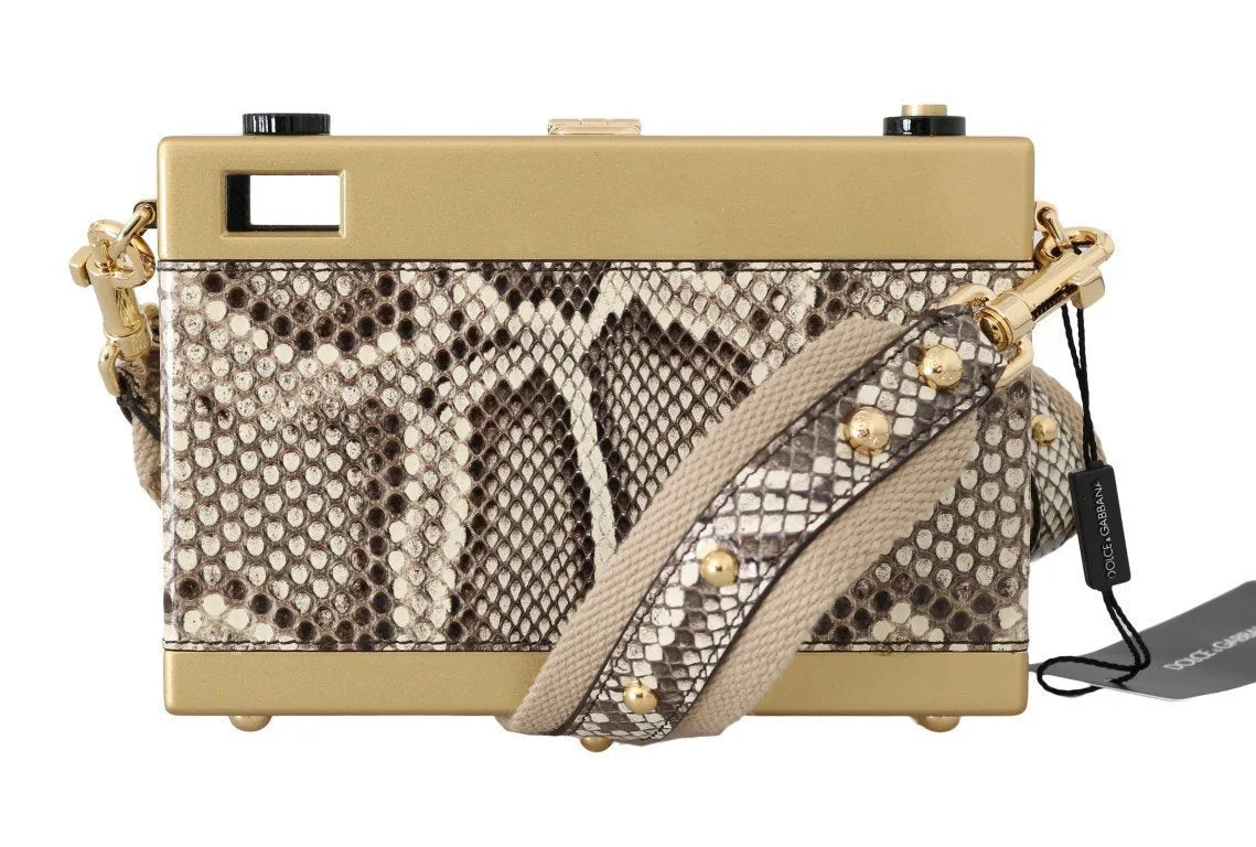 Beige Snakeskin Snakeskin Camera Bag