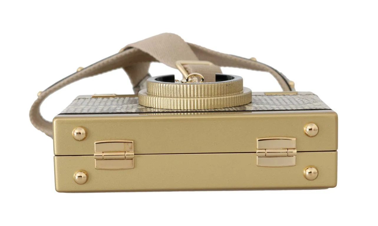Beige Snakeskin Snakeskin Camera Bag