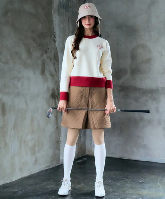 BENECIA 12 Cozy Color Combination Knit - Ivory/Red