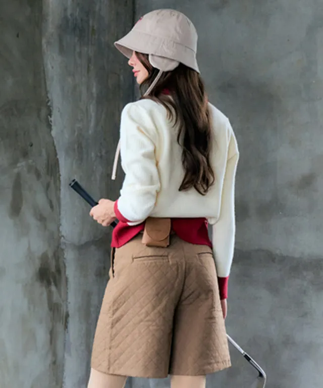 BENECIA 12 Cozy Color Combination Knit - Ivory/Red