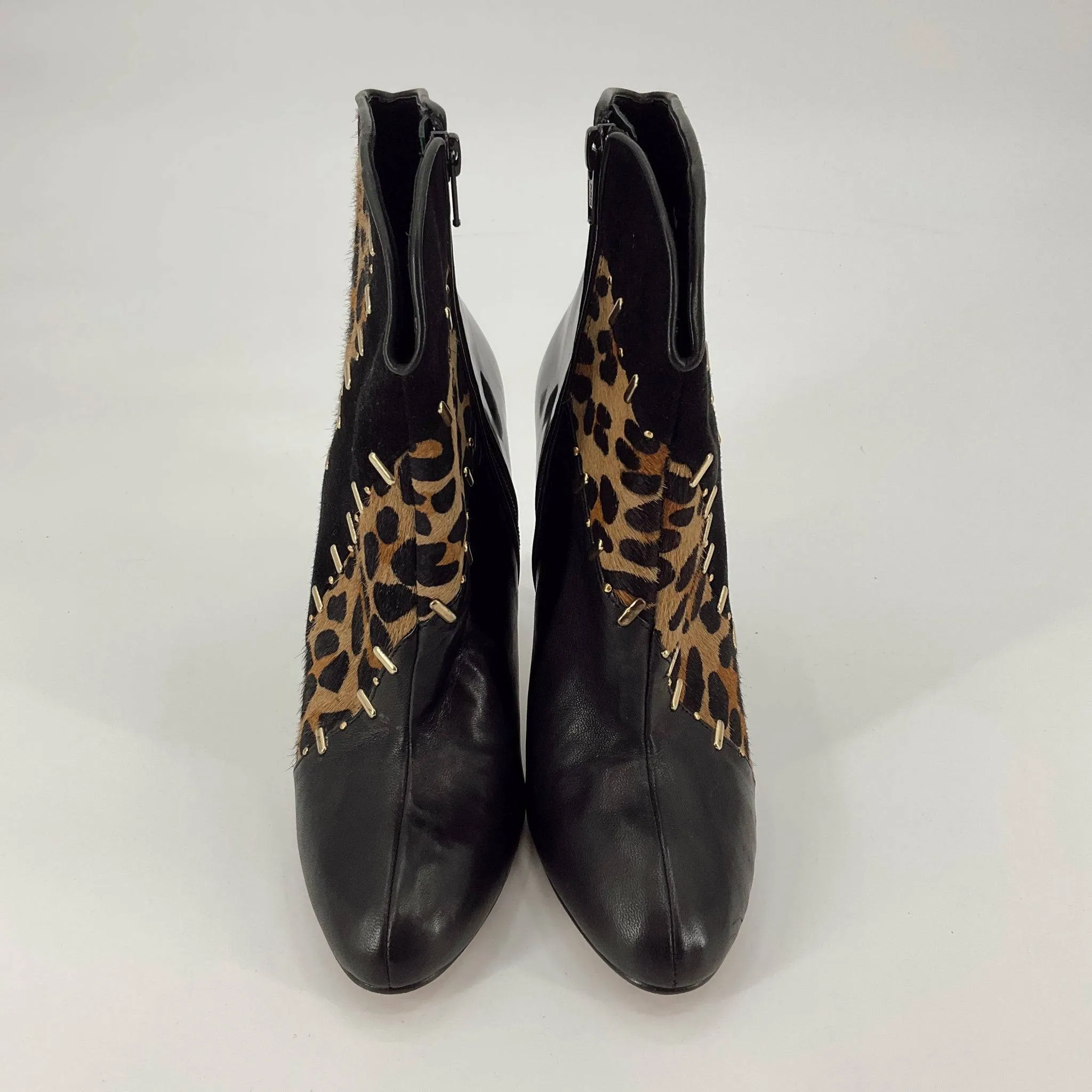 Beverly Feldman Black/Brown Animal Booties Size 8.5