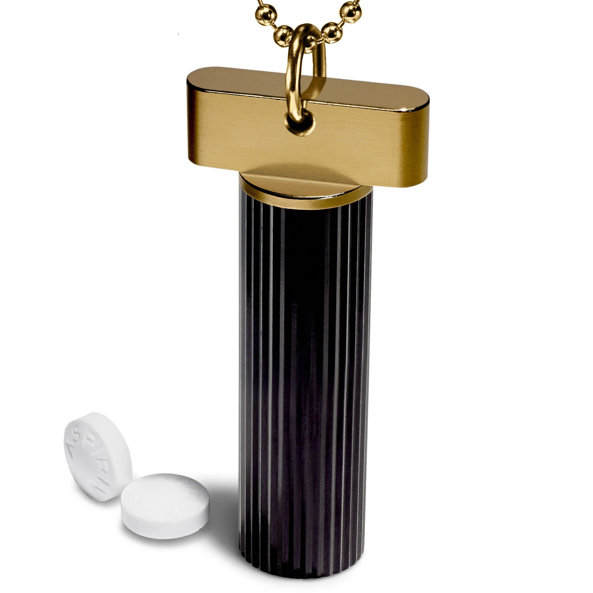 Black & Gold Keychain Pill Holder