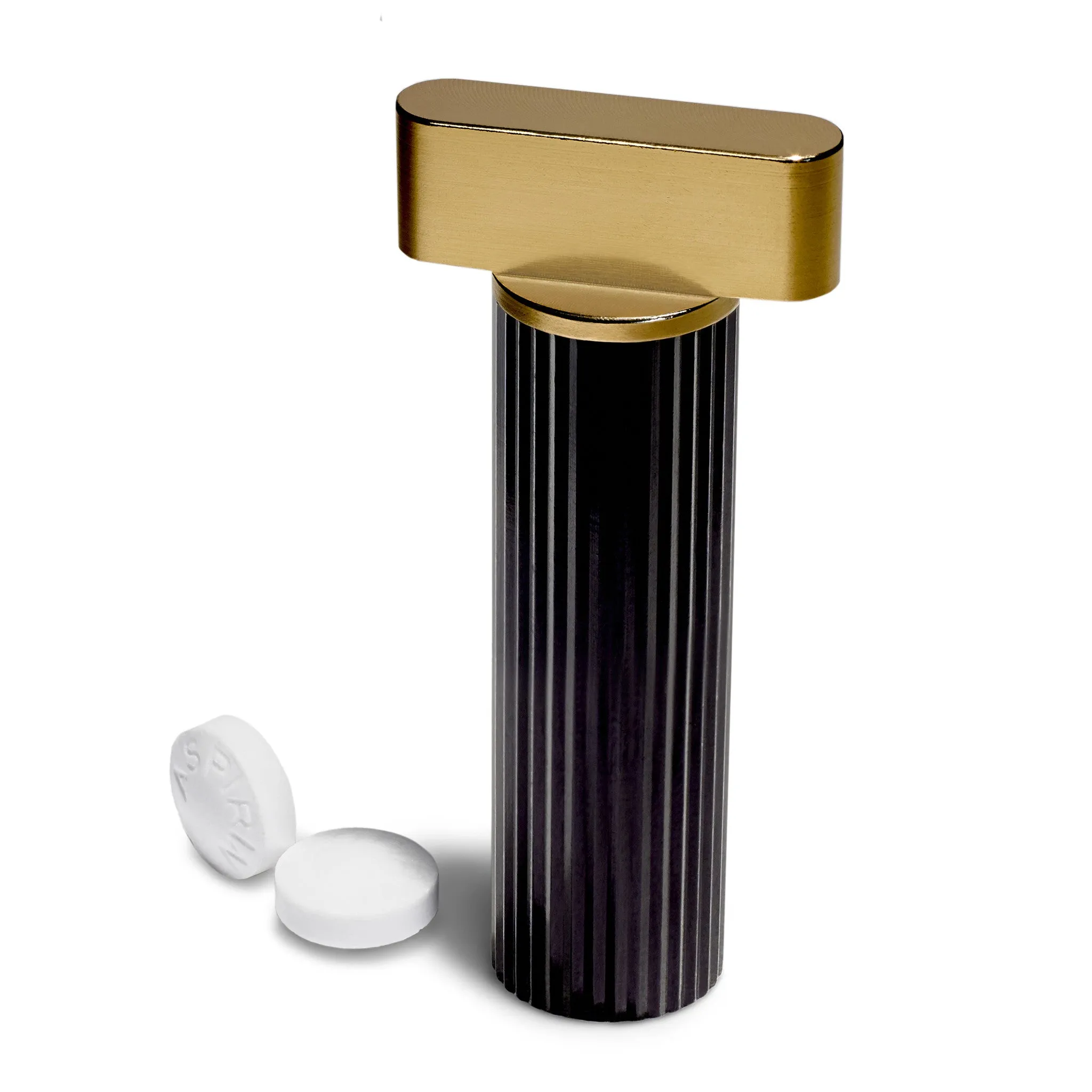 Black & Gold Keychain Pill Holder