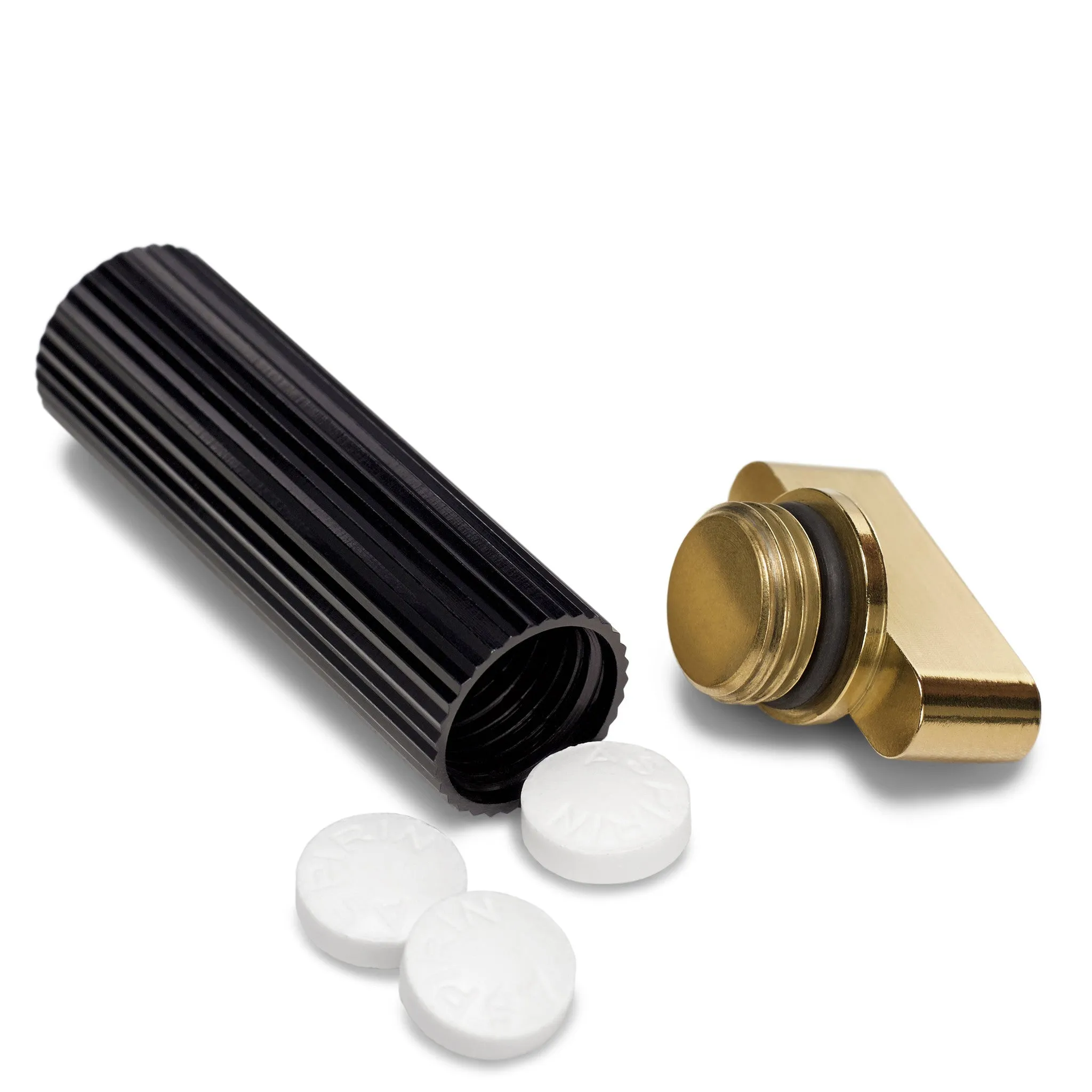 Black & Gold Keychain Pill Holder