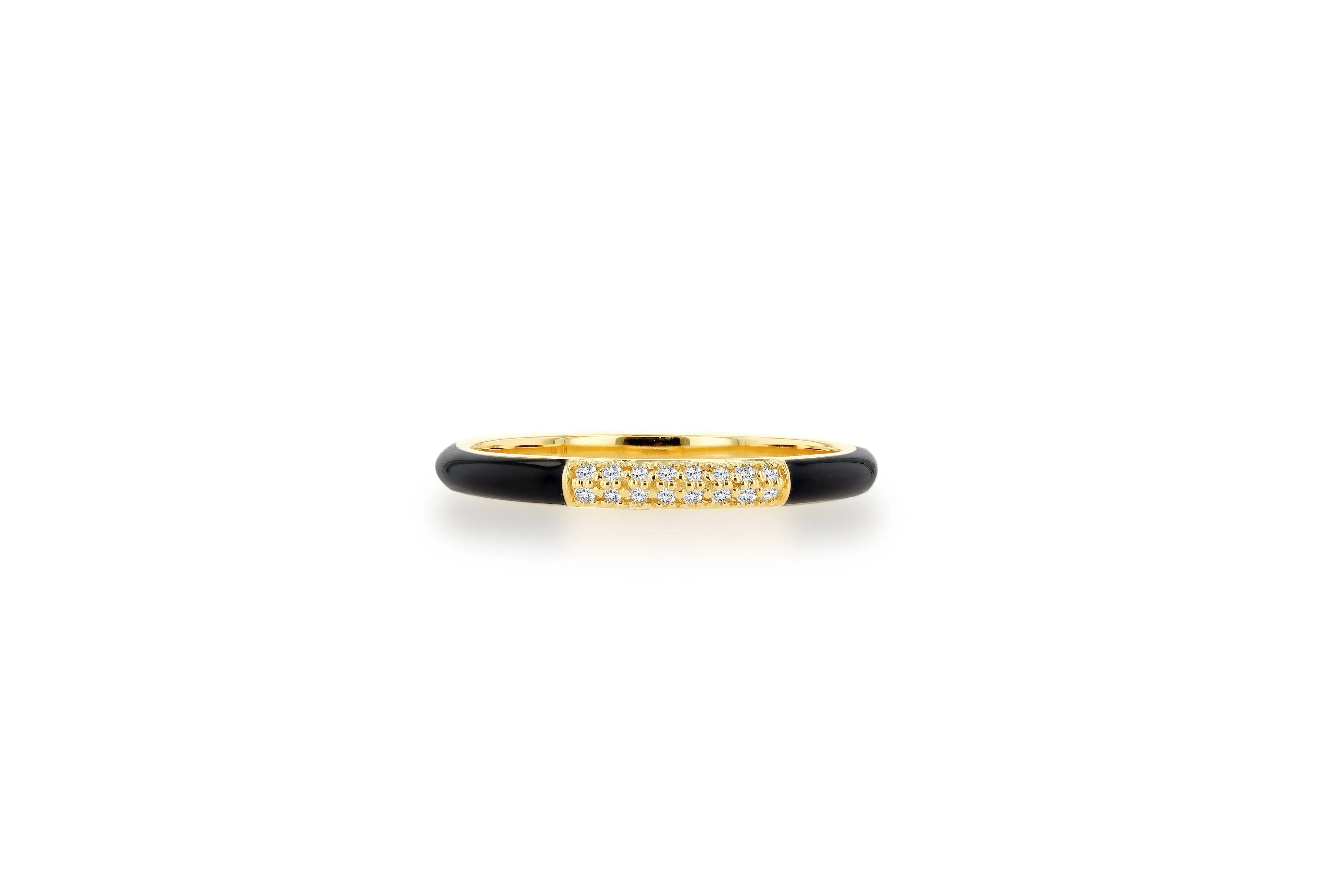 Black Enamel And Pave Diamond Band Ring