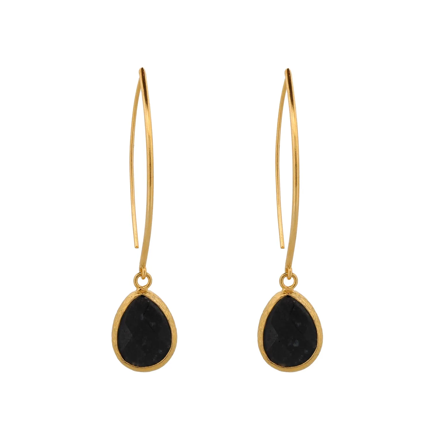 Black Onyx Gemstone & Gold Dangle Earring
