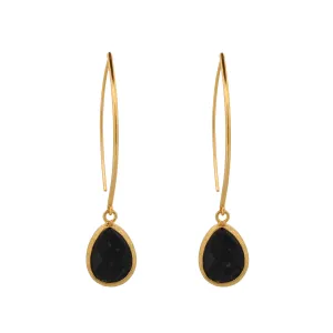 Black Onyx Gemstone & Gold Dangle Earring