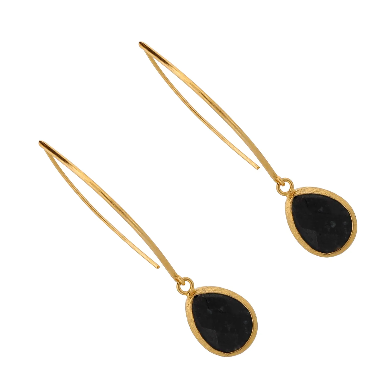 Black Onyx Gemstone & Gold Dangle Earring