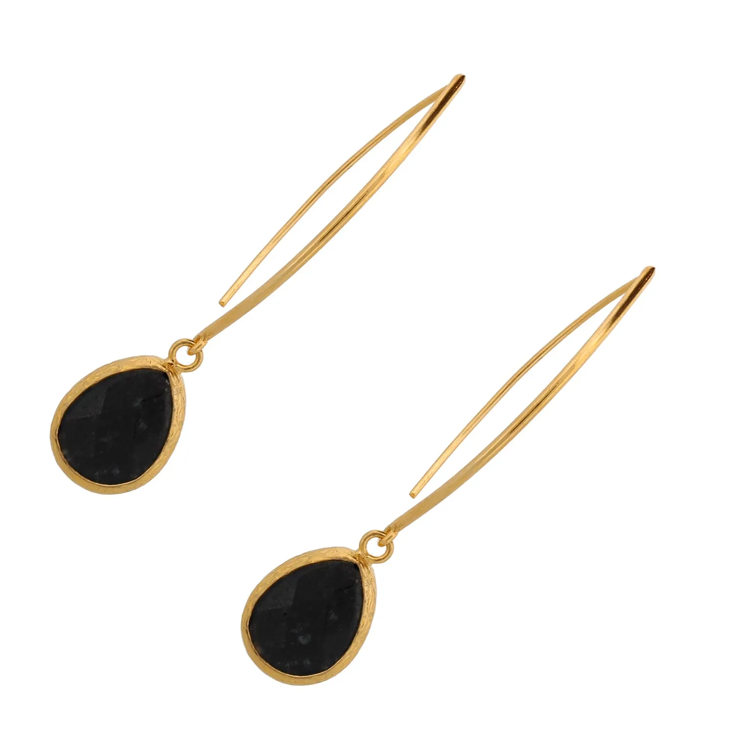 Black Onyx Gemstone & Gold Dangle Earring