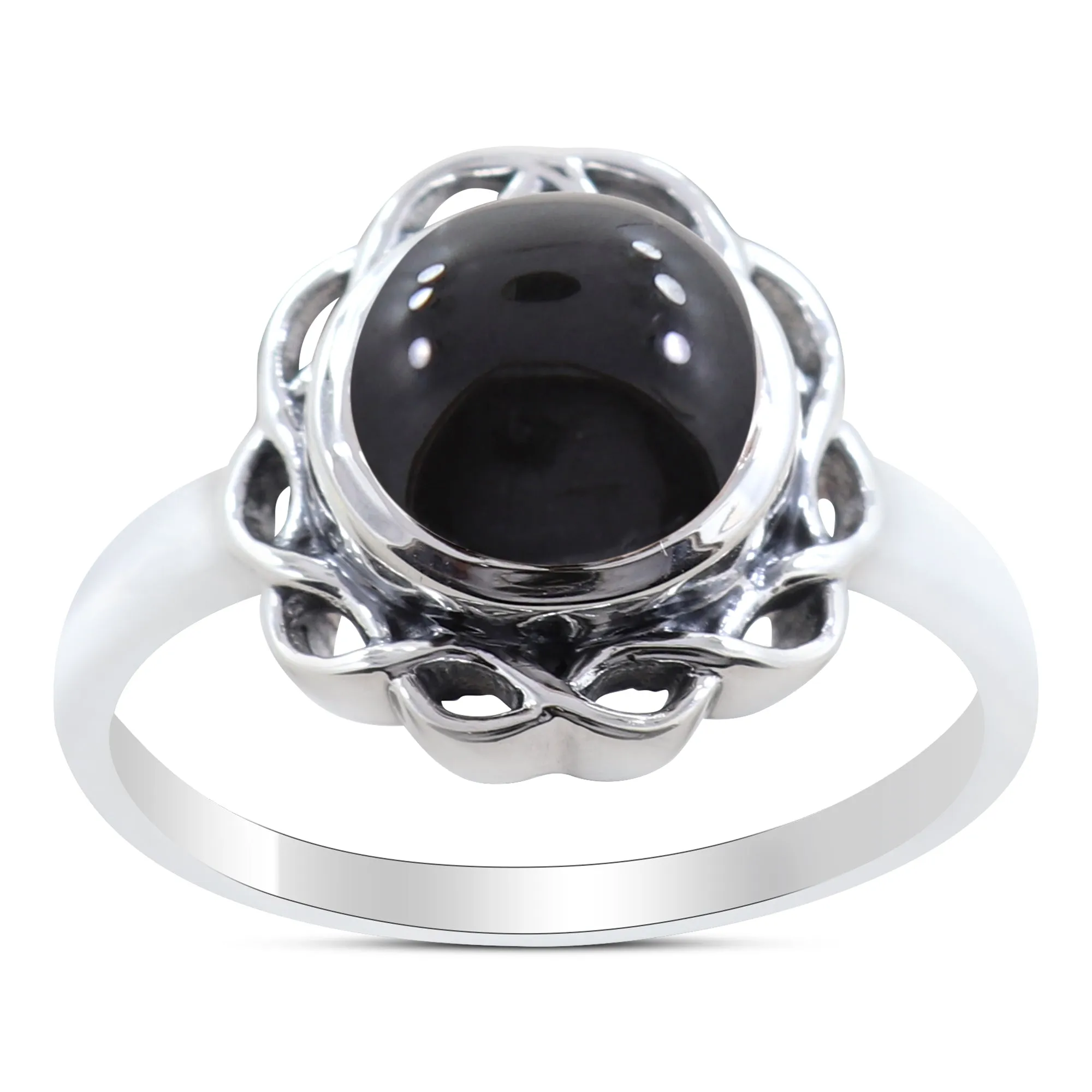 Black Onyx Silver Designer Ring