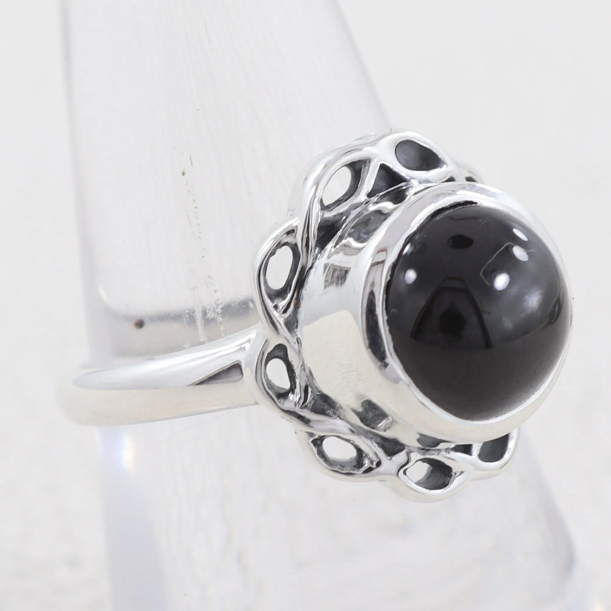 Black Onyx Silver Designer Ring