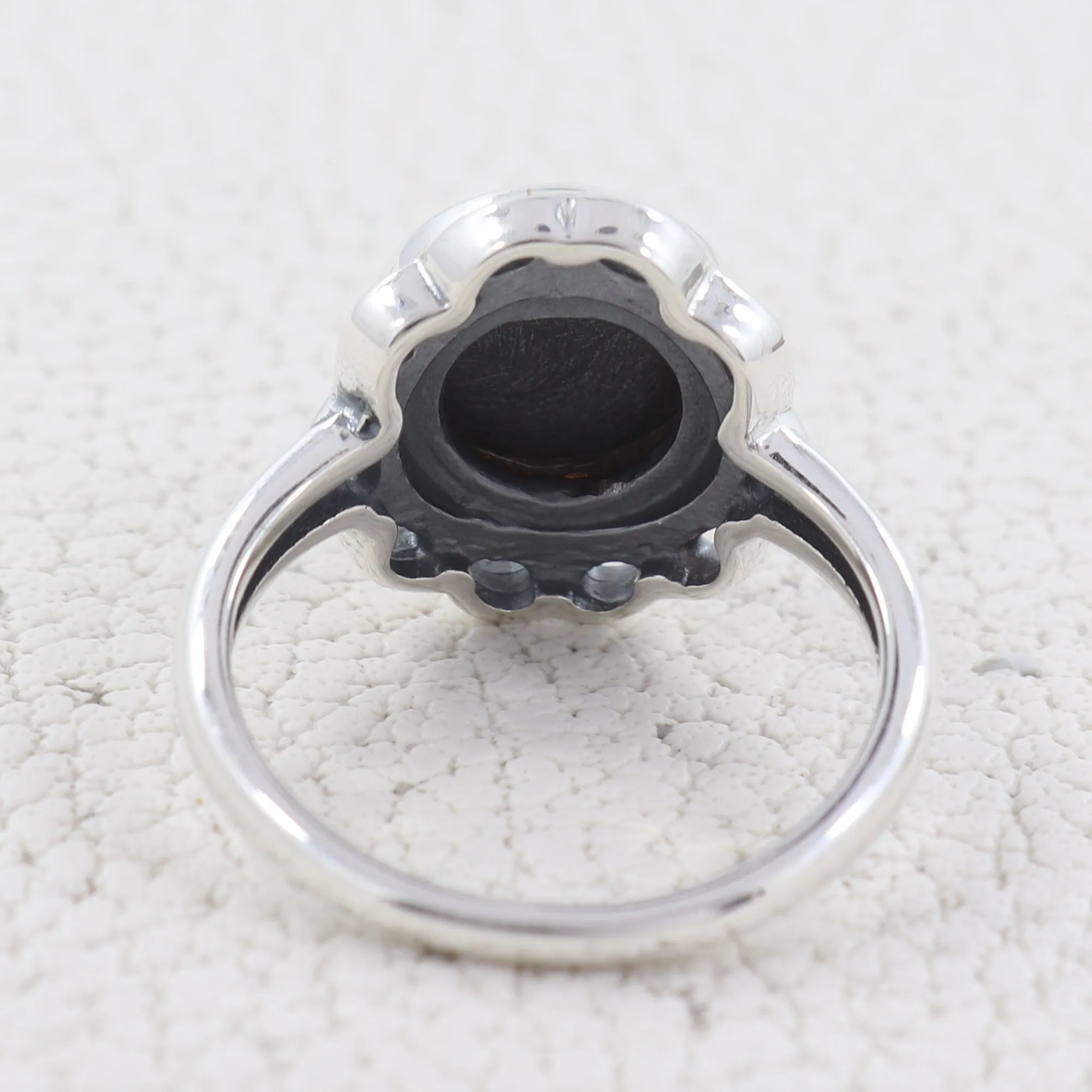 Black Onyx Silver Designer Ring