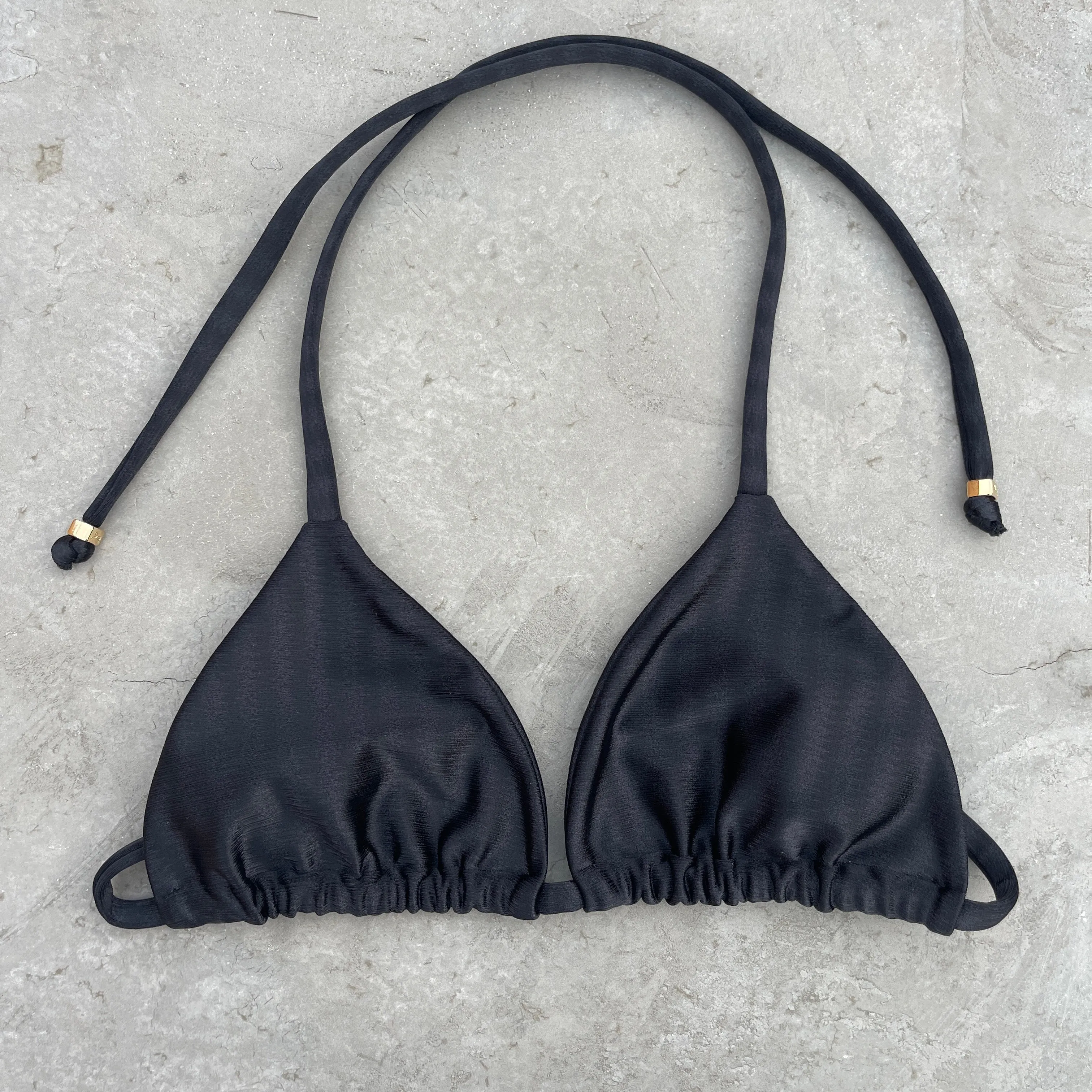 Black Striped Triangle Bikini Top