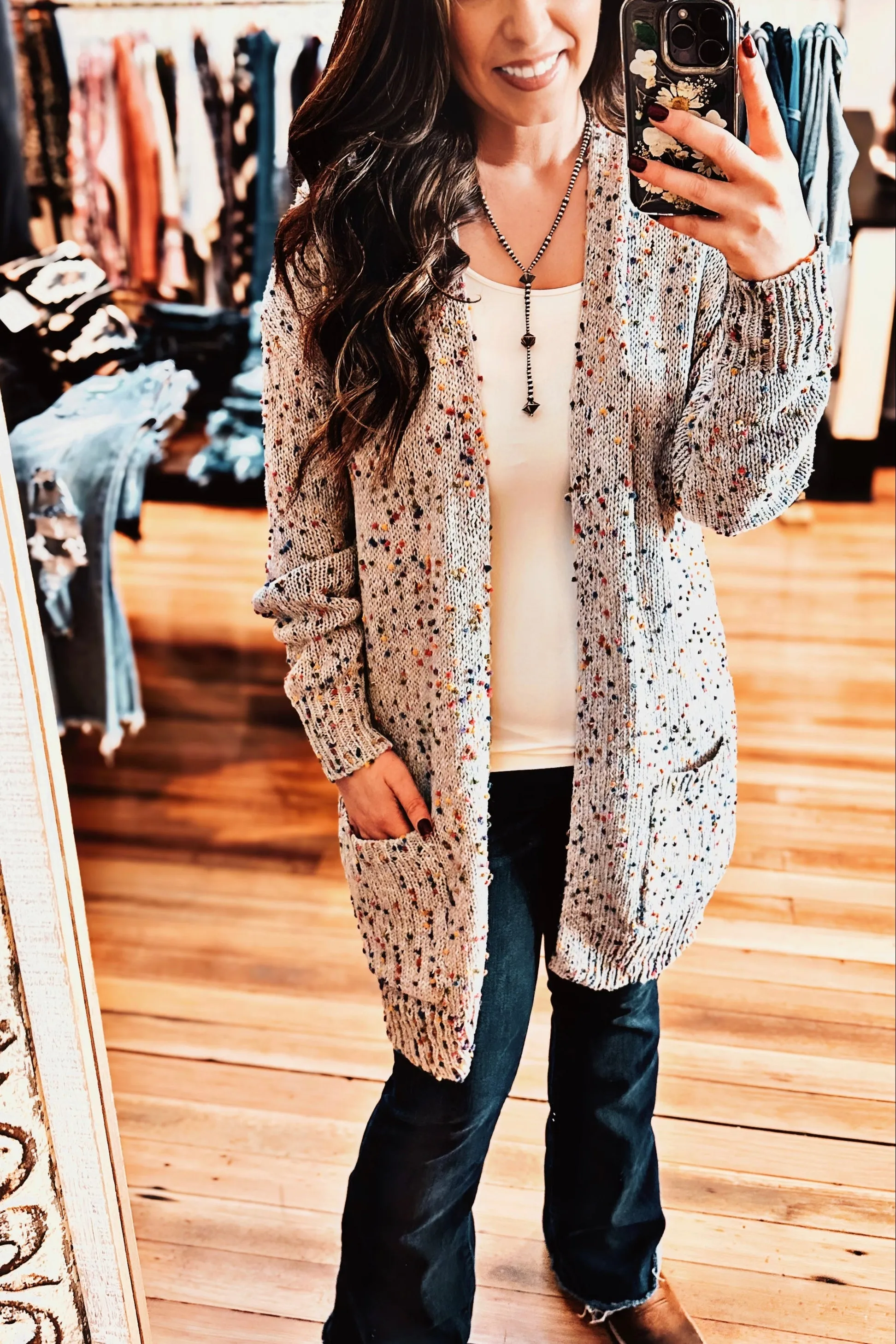BLAKELEY Miley Dot Cardigan Heather Grey