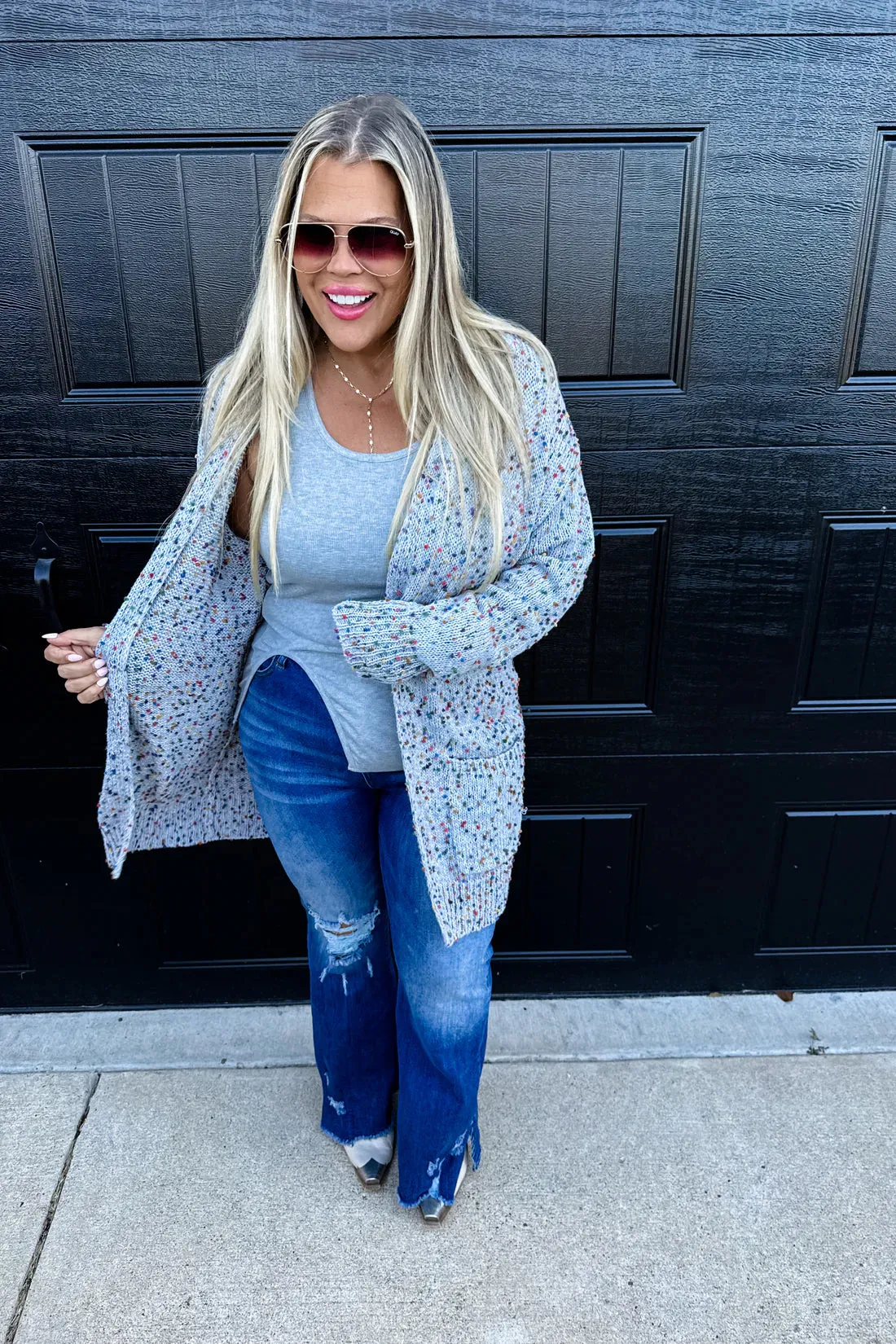 BLAKELEY Miley Dot Cardigan Heather Grey