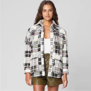 BLANK NYC Flannel Fringe Shacket Brainstorm NWT M