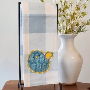 Blue Check Bird Hand Towel