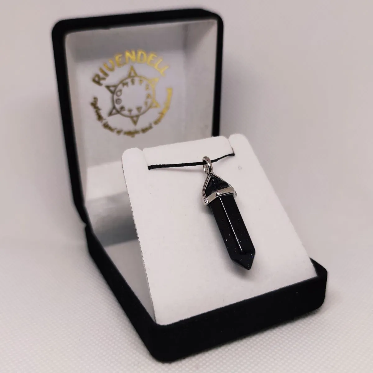 Blue Goldstone Crystal Point Pendant