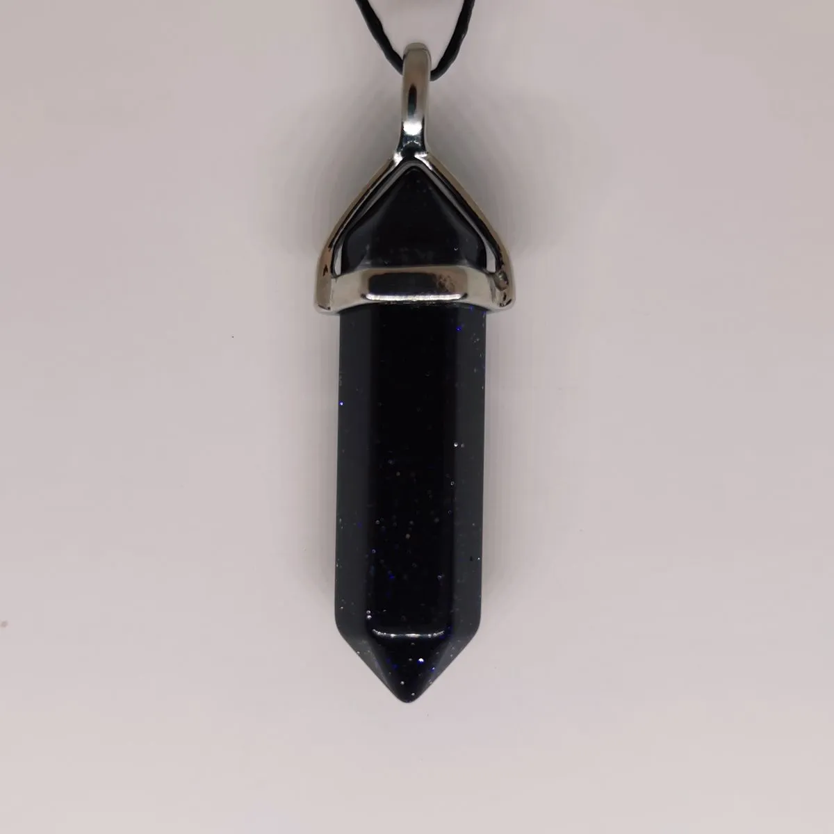 Blue Goldstone Crystal Point Pendant