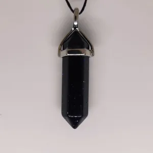 Blue Goldstone Crystal Point Pendant