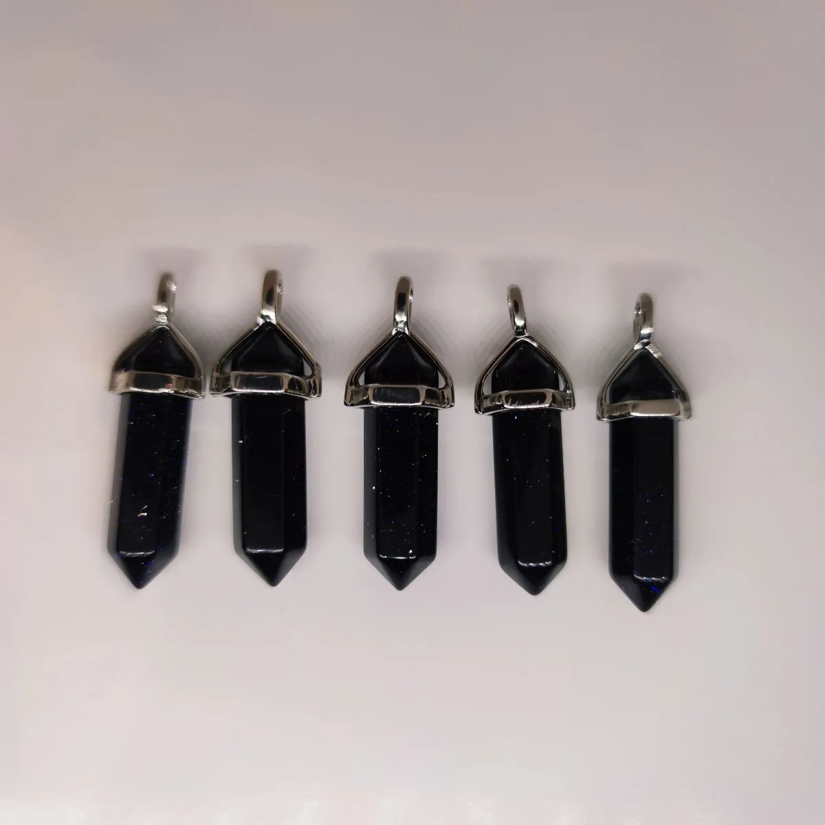 Blue Goldstone Crystal Point Pendant