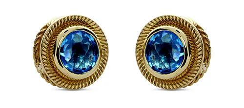 Blue Topaz 18 Karat Gold Earrings