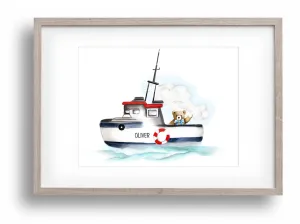 Boat with Bear Nursery Print