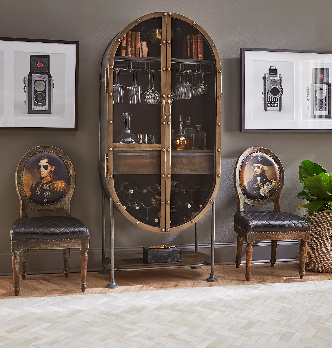 Bowery Tall Oval Bar Cabinet