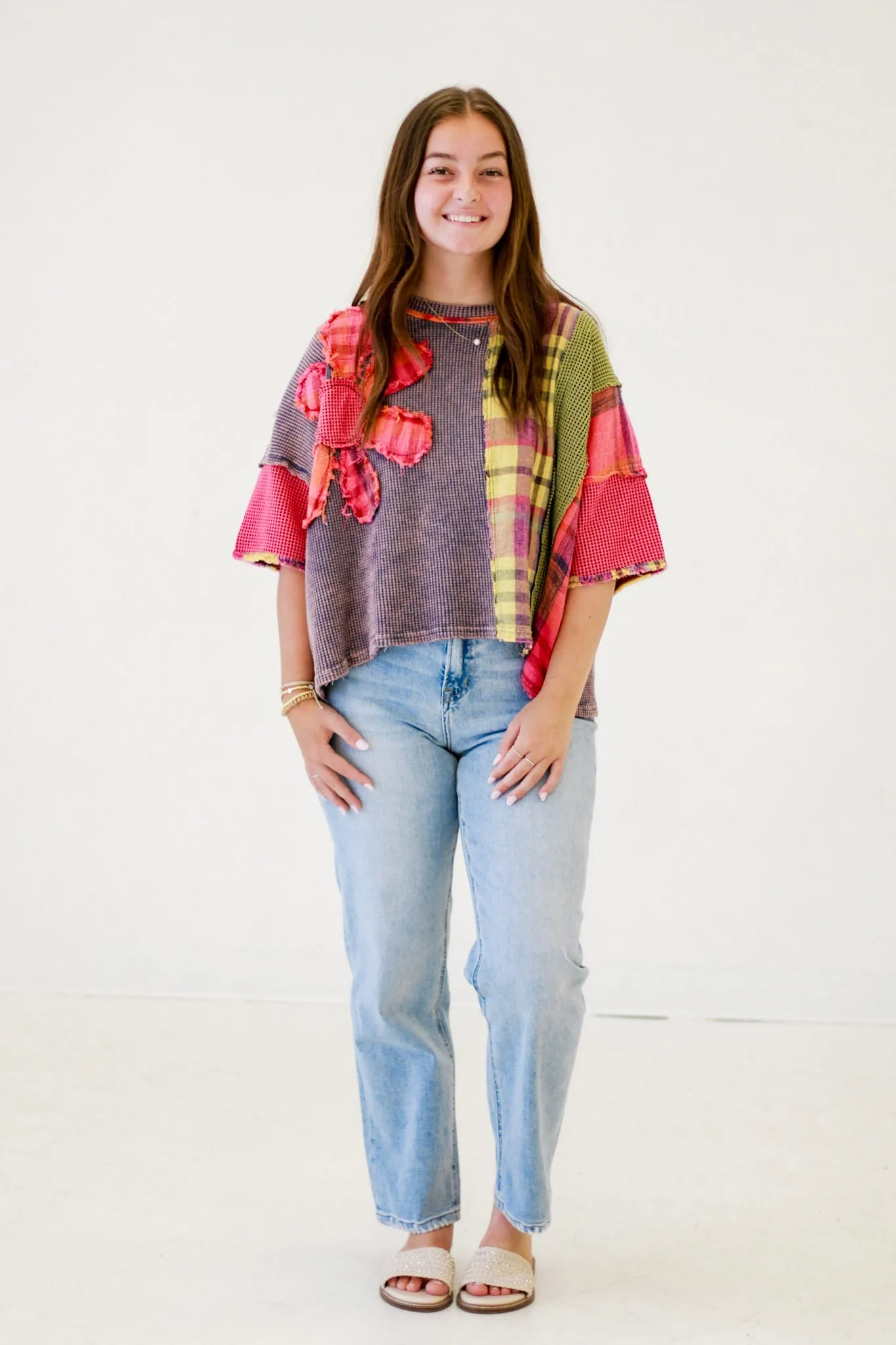 Bright for Summer Floral Waffle Top by Oli & Hali
