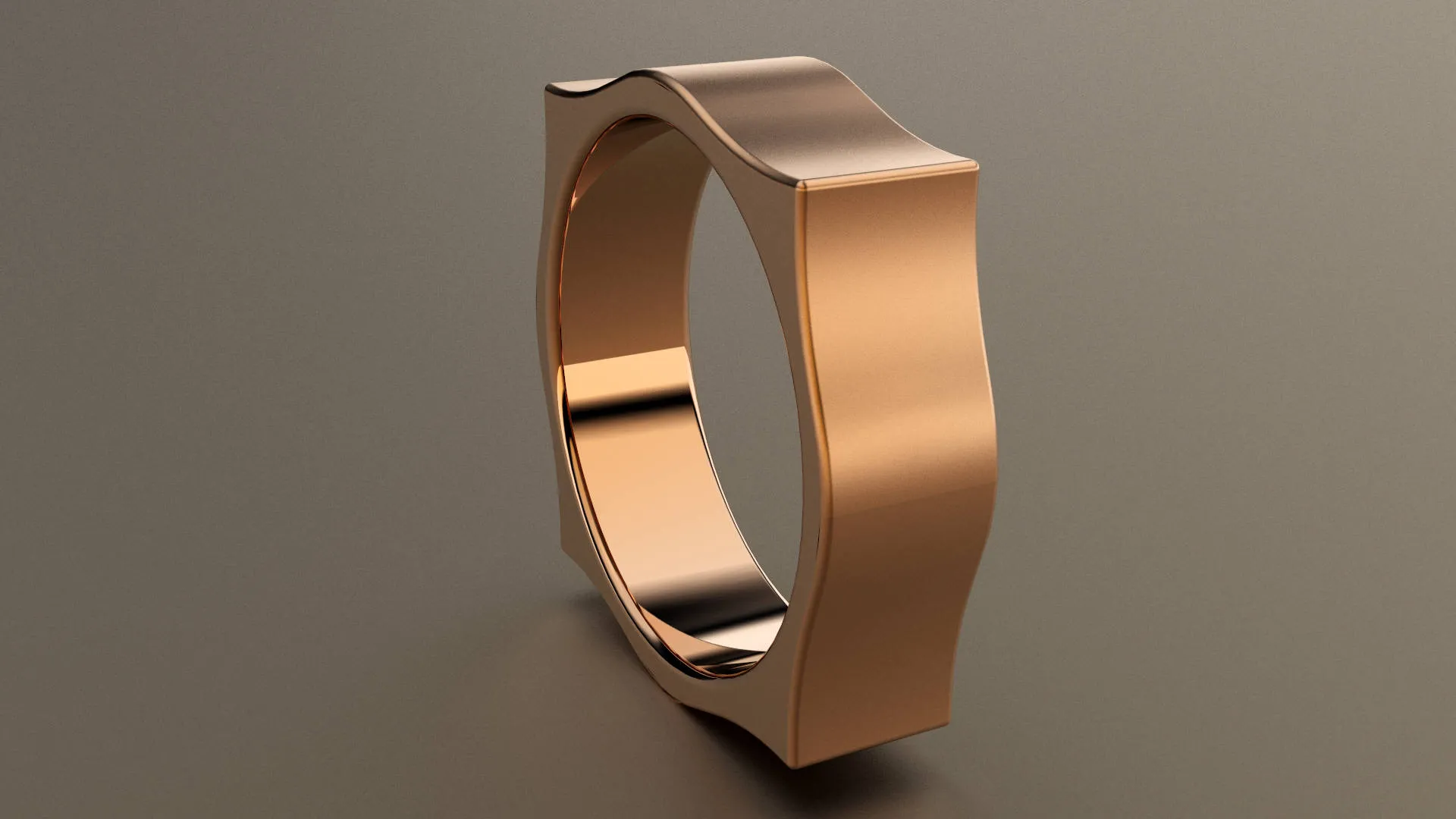 Brushed Rose Gold 6mm Pointed Square Wedding Band