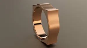 Brushed Rose Gold 6mm Pointed Square Wedding Band