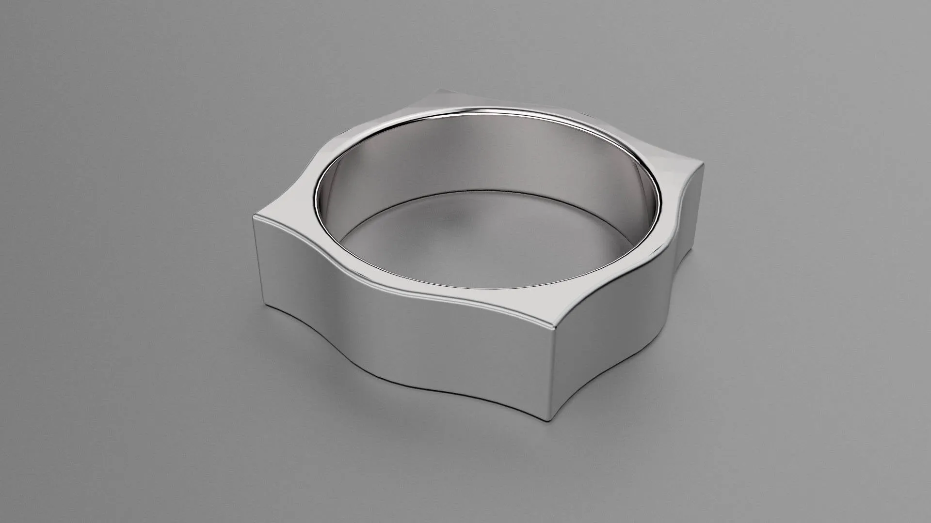 Brushed Sterling Silver 6mm Pointed Square Wedding Band