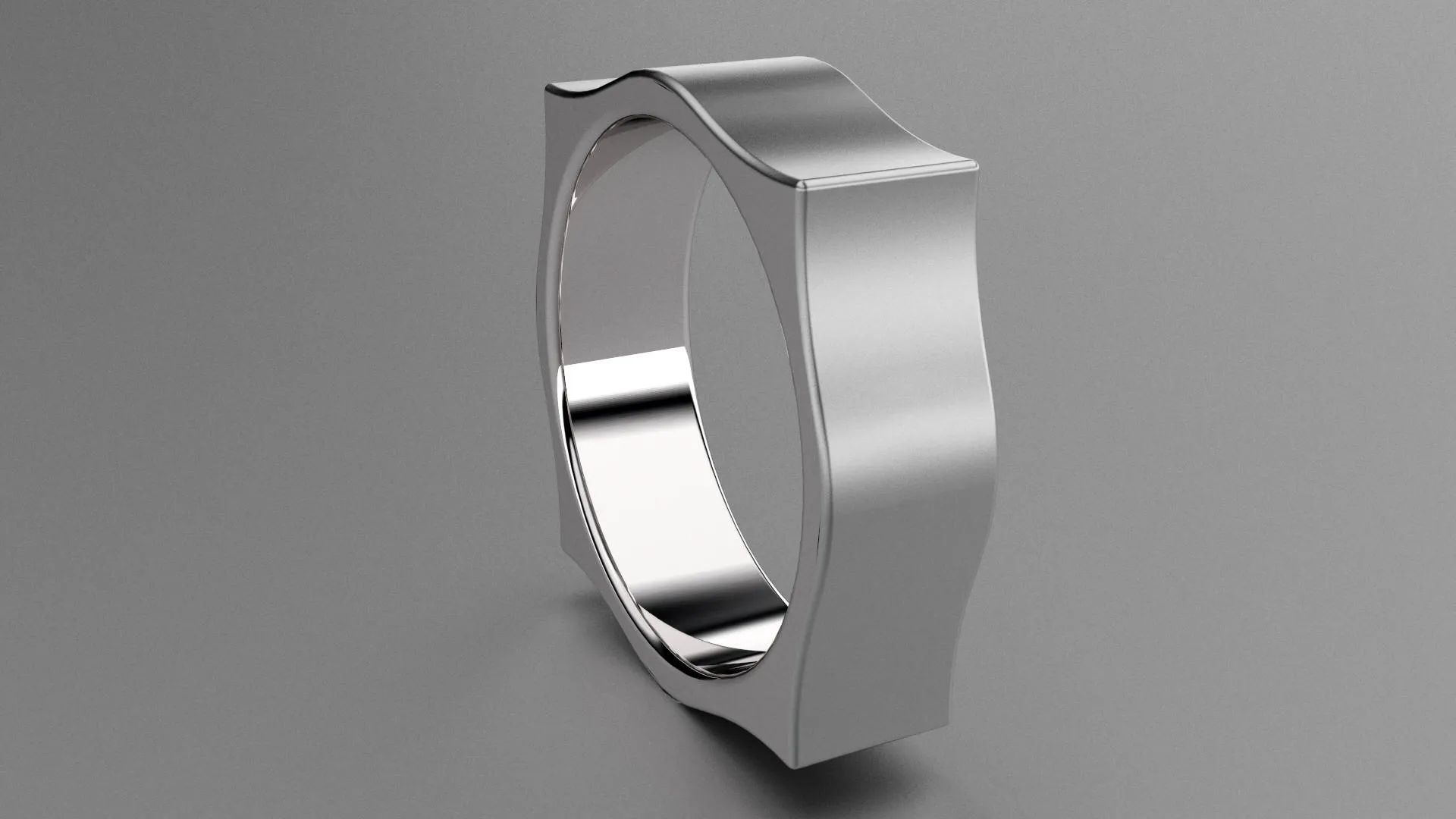 Brushed Sterling Silver 6mm Pointed Square Wedding Band